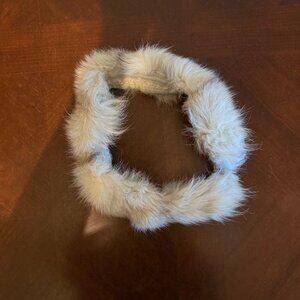 Vintage Cream Fur Collar Neck Warmer With Hook & Eye Closure